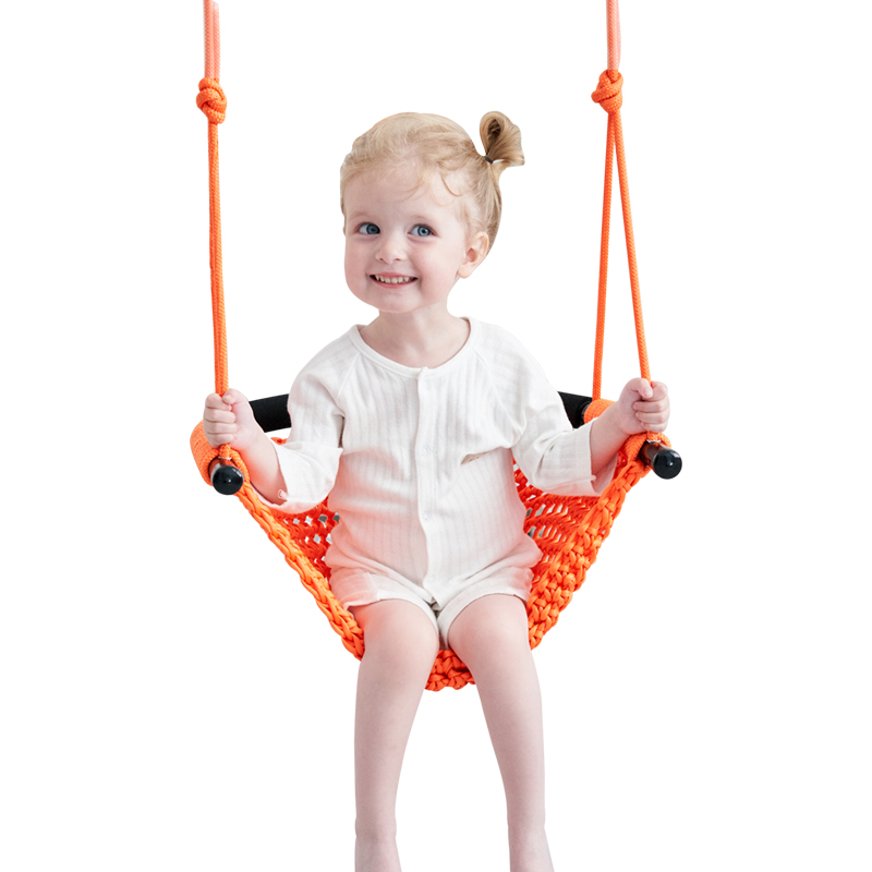 Ropecube Hand-Knitted Baby Swing - Adjustable Toddler Seat for Indoor/Outdoor, 440lbs Capacity, Ergonomic U-Shape, Ages 3-12