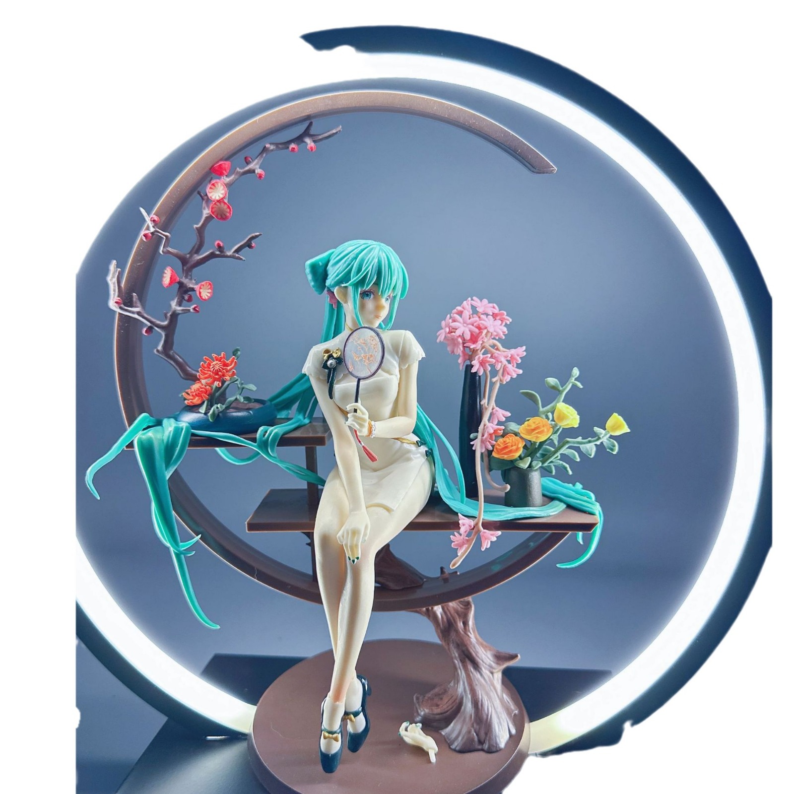 Anime Accion Peripheral Beautiful Youth Ver Cheongsam Girl Sitting Sculpture Model Movable Toy Children's Girl Doll