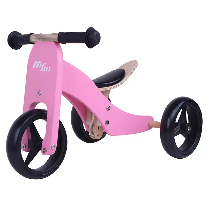 Wood Bicycle Tricycle 2 in 1 Children No Pedal Balance Trike Kids Ride on Toys