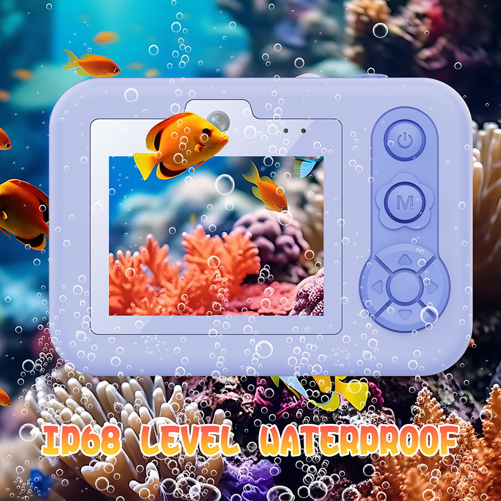 Support Stepless Zoom in and Zoom Out 1080P HD Video Kids IP68 Waterproof Digital Camera Children's Camera Toys for Children