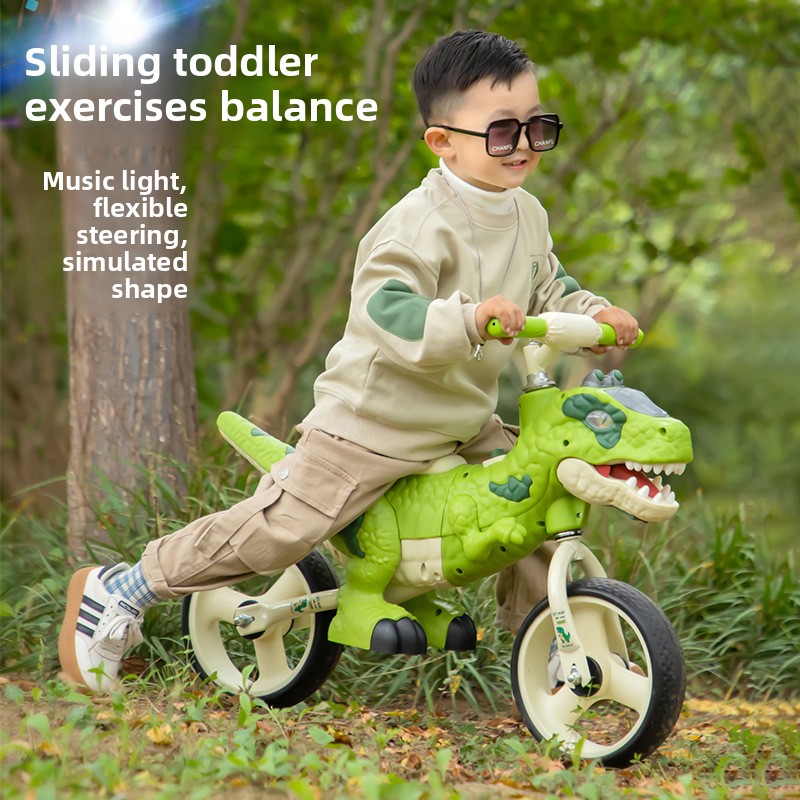 Children's Dinosaur Shape Balance Car Pedalless Bicycle Yo-Yo Toy for New Babies Aged 2 to 6 Years Powered by Battery